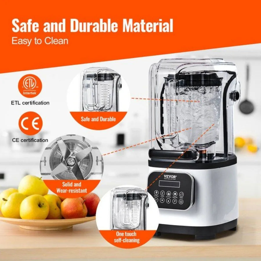 Professional Countertop Blender With Shield Stainless Steel 9 Speed