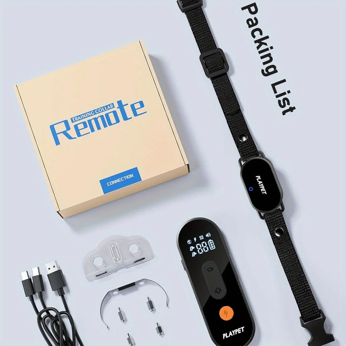 Dog Shock Collar with Remote, Dog Training Electric Collar, Waterproof Rechargeable,Dog Shock Collar with LED Light, Beep, Vibra