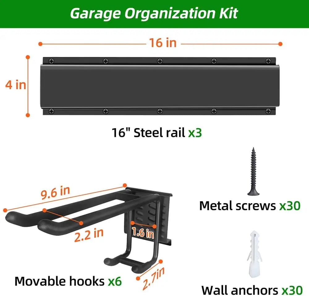 XMSJ Wall Mount Tool Organizer for Garage Heavy Duty Rails