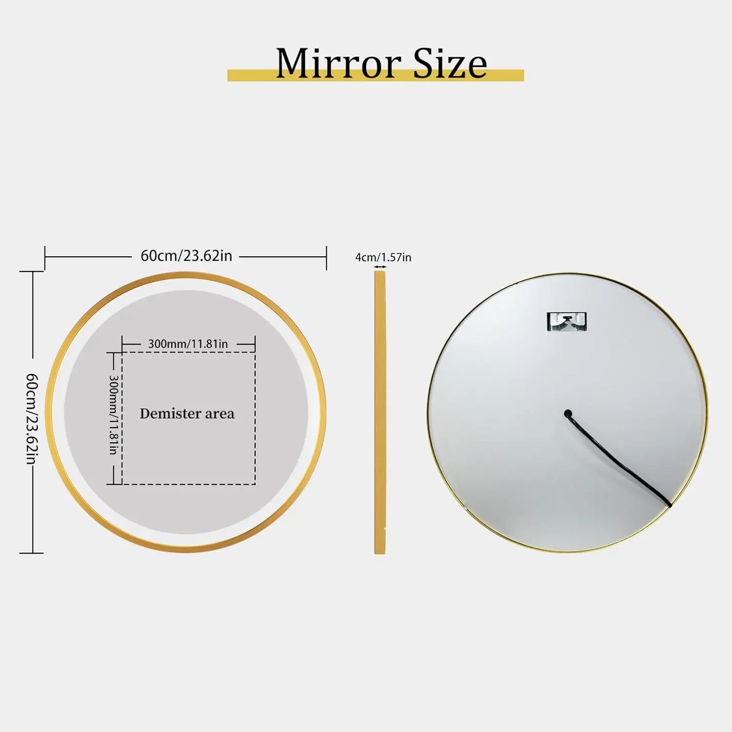 BORWART Bathroom LED Round Mirror Anti Fog 3 Lighting Colors