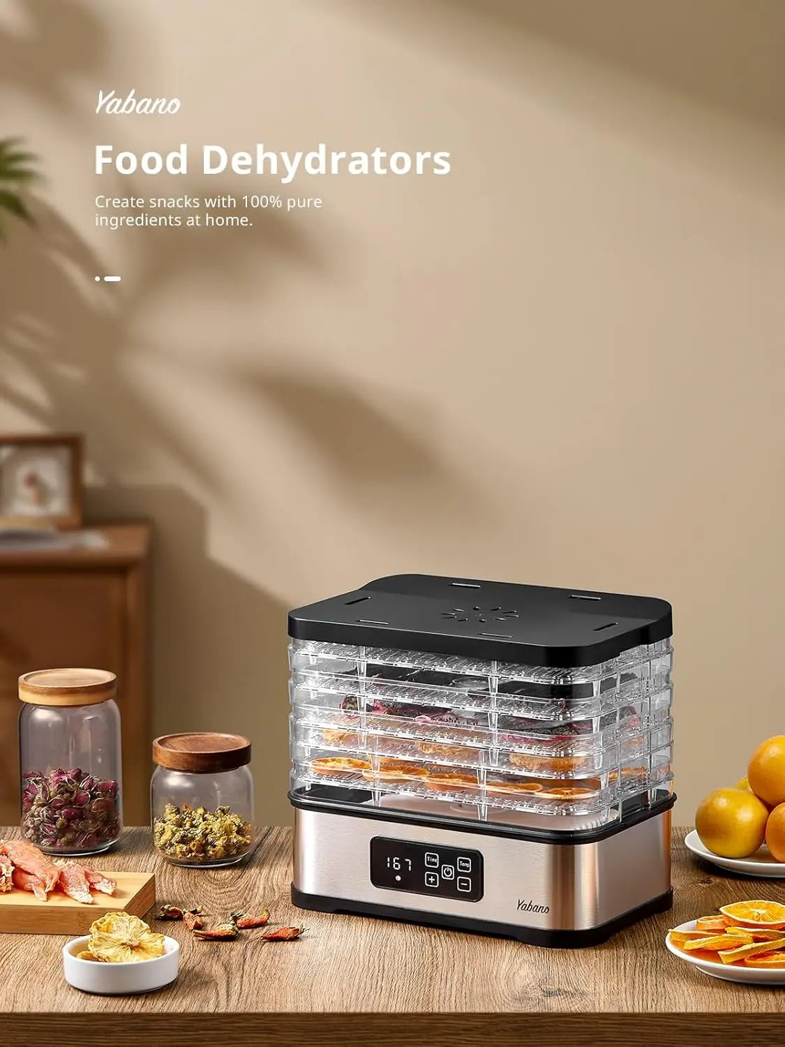 XMSJ Food Dehydrator Machine With 250W Digital Timer