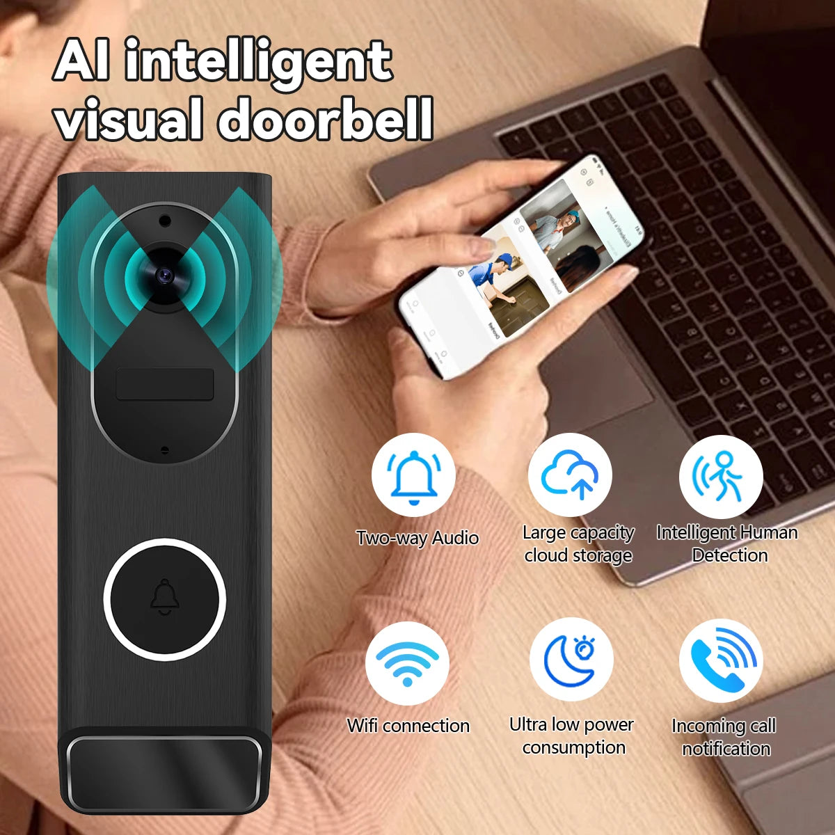 Bestski S7 1080P Wireless Video Doorbell Camera With WiFi