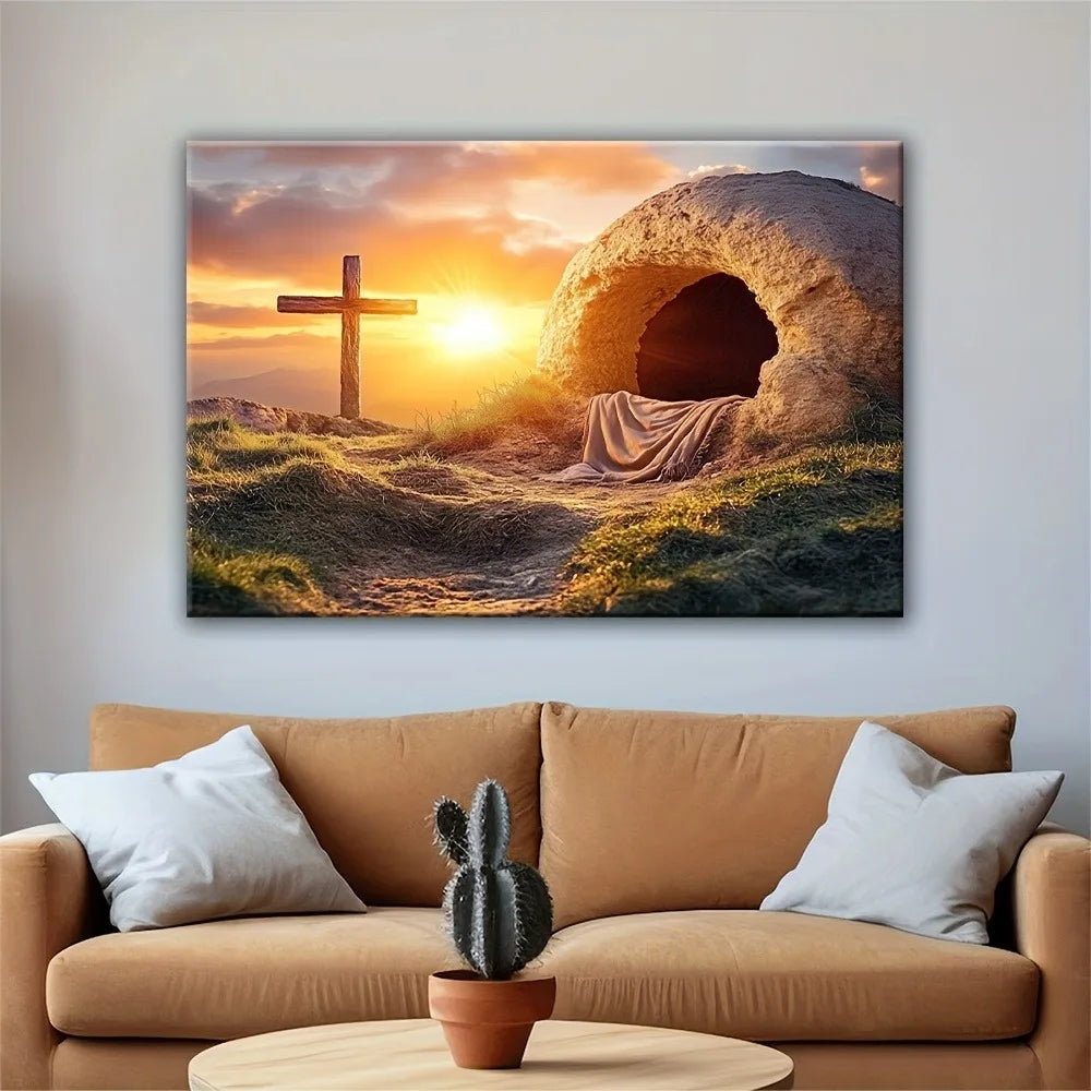 Hign-concerned Resurrection Canvas With Pine Frame Wall Art