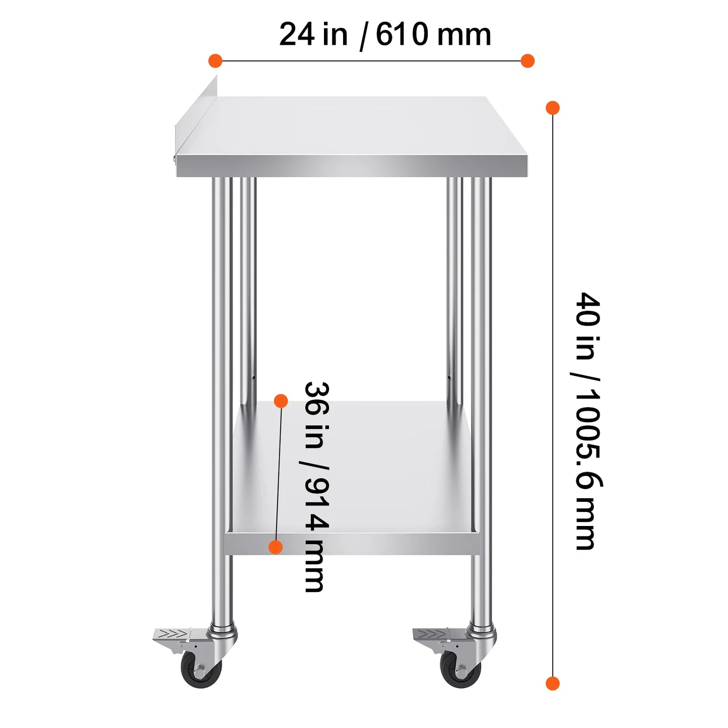 SucceBuy Stainless Steel Commercial Work Table With Casters Heavy Duty
