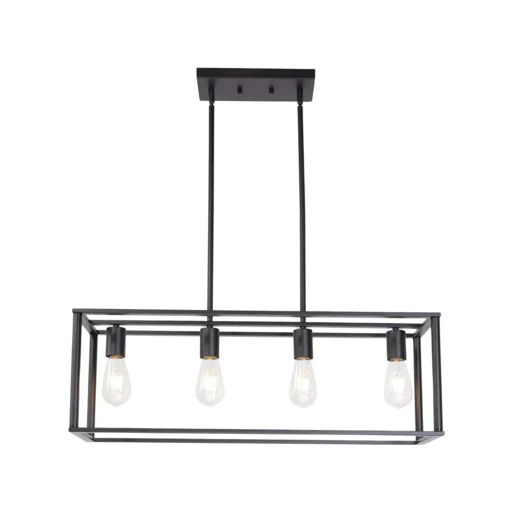 Industrial Pendant Light 4 Light Open Frame Rectangle Fixture