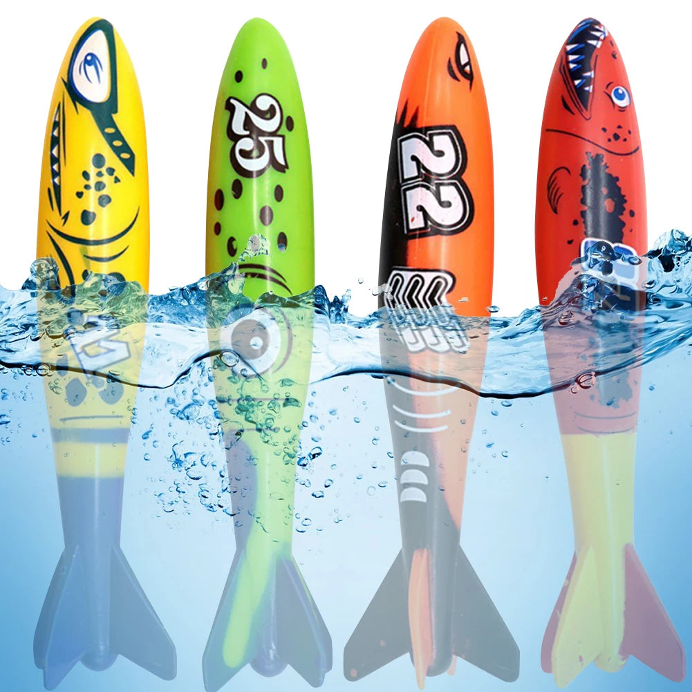 4 Piece Sinking Cartoon Pool Toys Set For Underwater Diving
