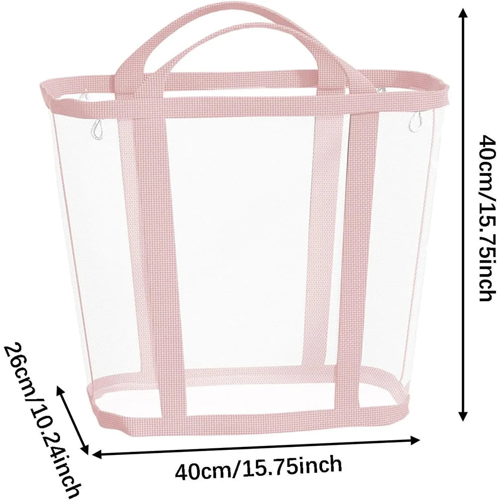 NONECN Polyester Mesh Laundry Basket With Foldable Handle