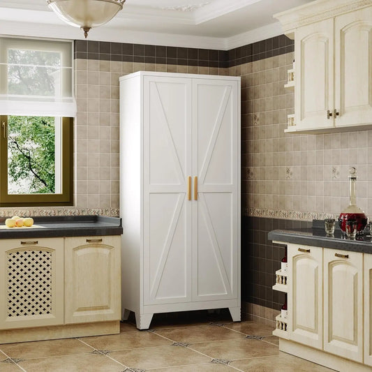 Metal Kitchen Pantry Storage Cabinet With Adjustable Shelves