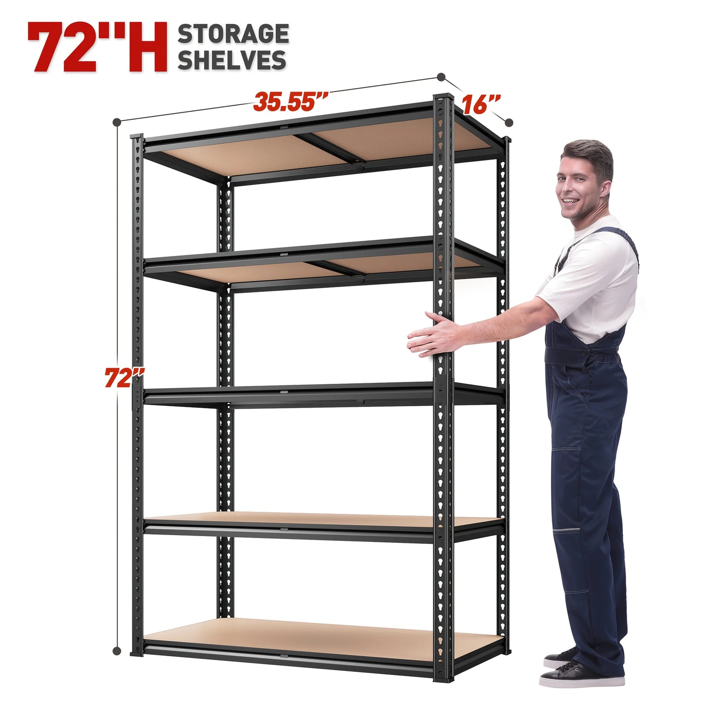 High-concerned 2000lb 5 Tier Heavy Duty Shelving Unit