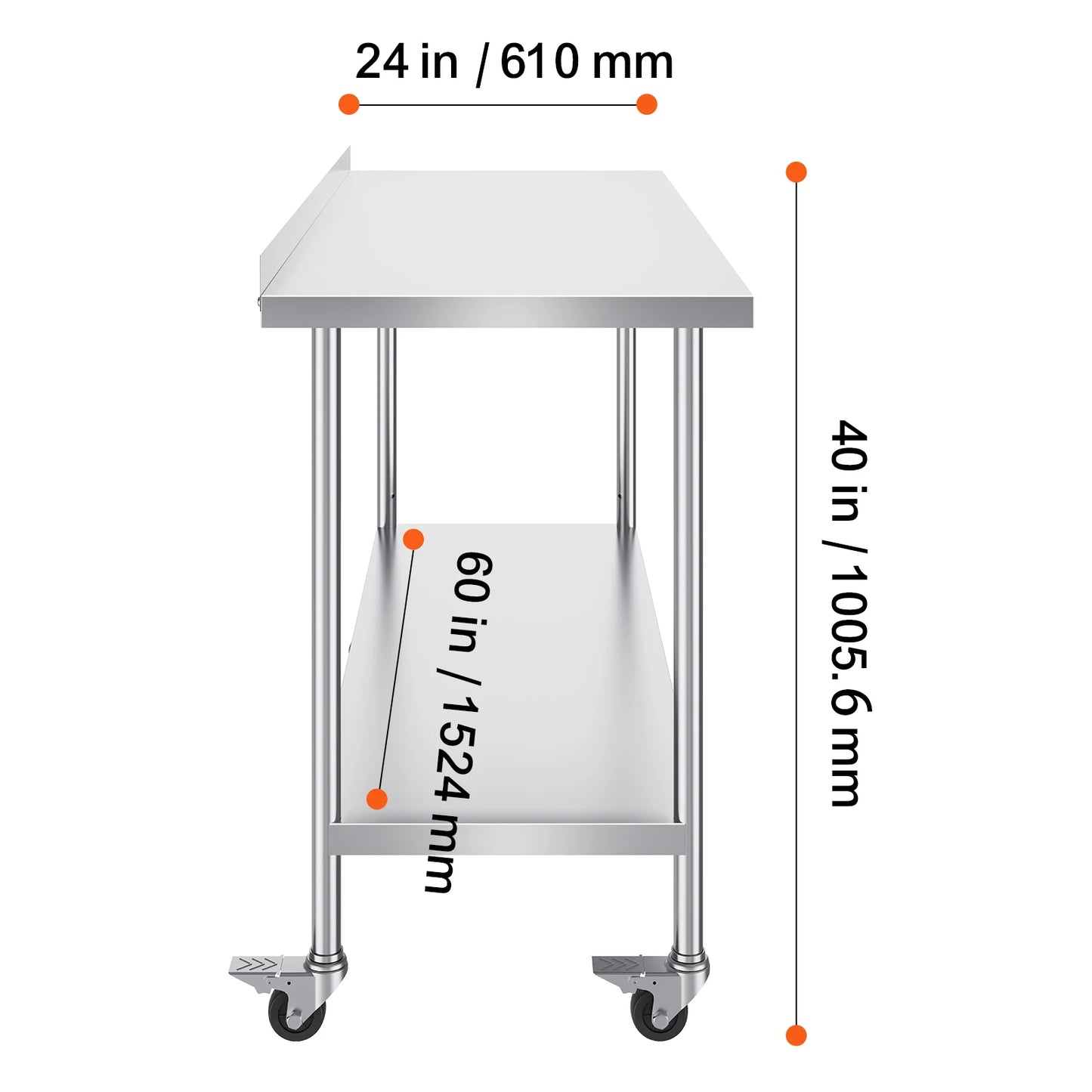 SucceBuy Stainless Steel Commercial Work Table With Casters Heavy Duty