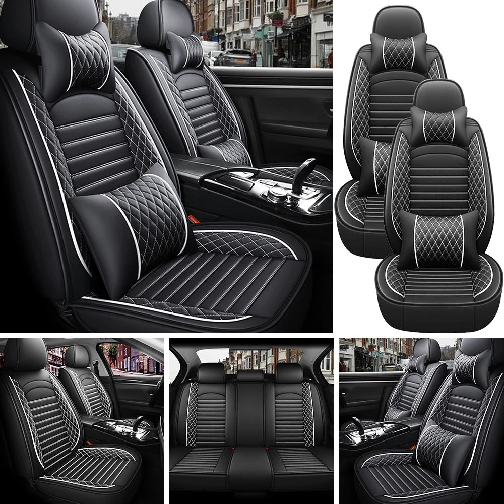 5-Seats PU Leather Universal Car Seat Covers Full set Front Rear Seat Cushion Anti-scratch Protection For Sedan SUV Seat
