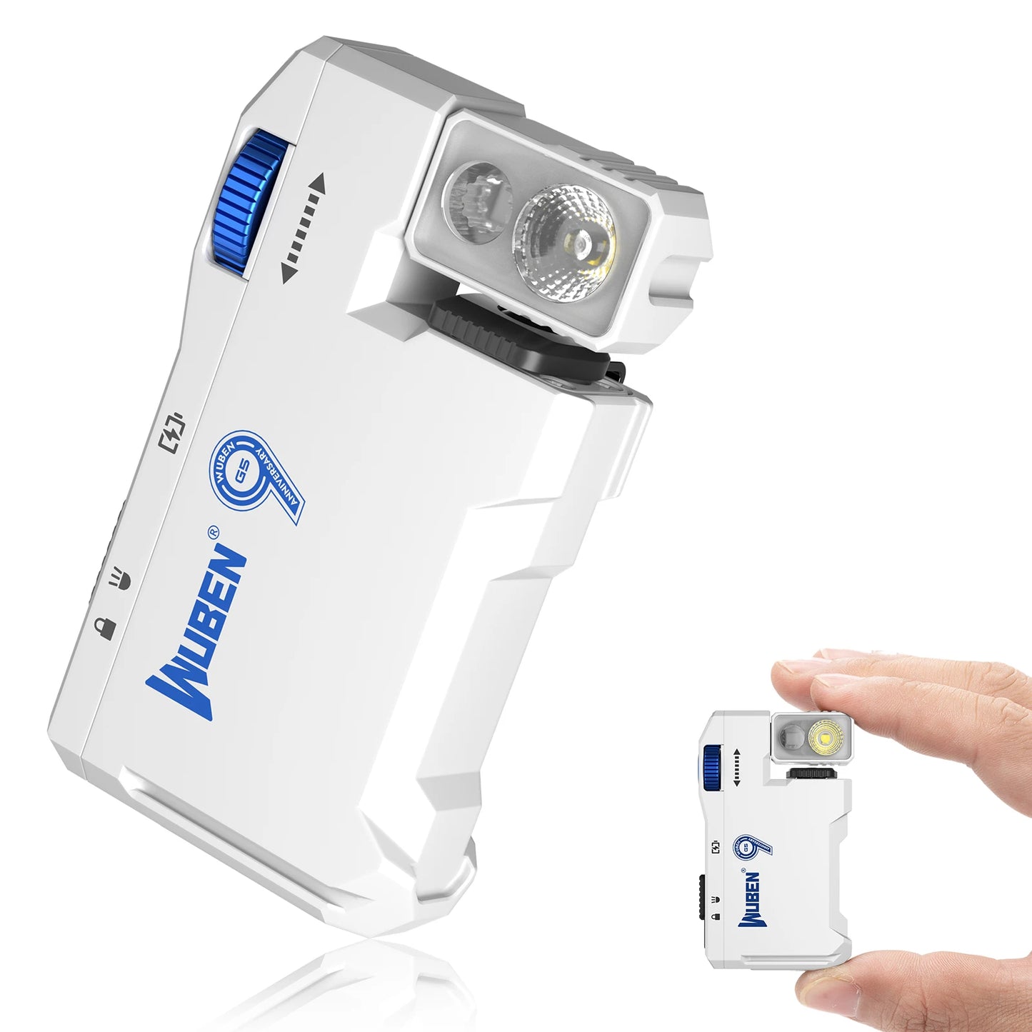 WUBEN G5 Rechargeable EDC Flashlight, 400 Lumens Dual Light Sources Mini Flashlight with RGB Light, Portable Pocket Flashlights