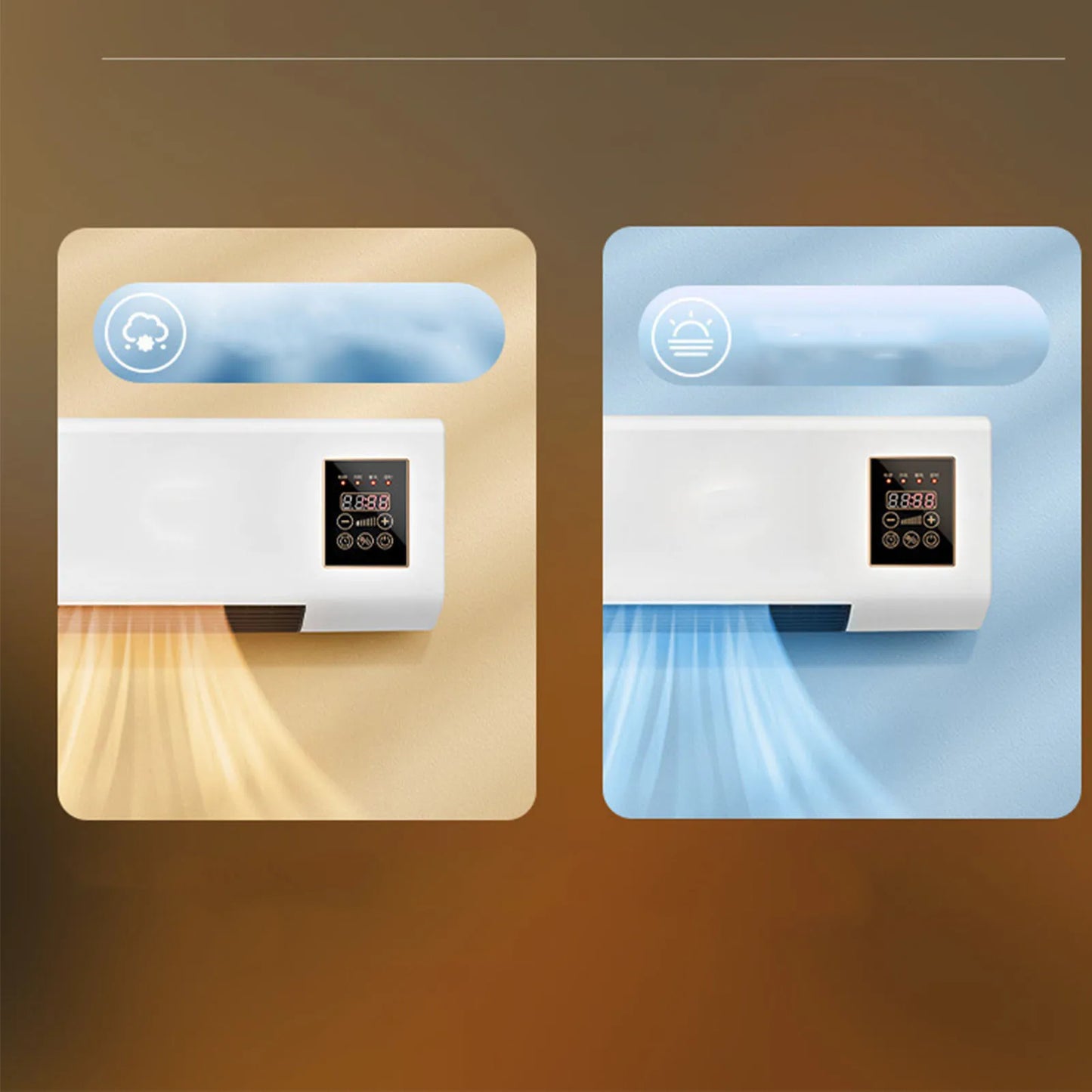 2 in 1  Portable Air Conditioning Cool Warm Dual Use Wall Mounted Heater 1800W Wall Mounted with Remote Control for Bedroom