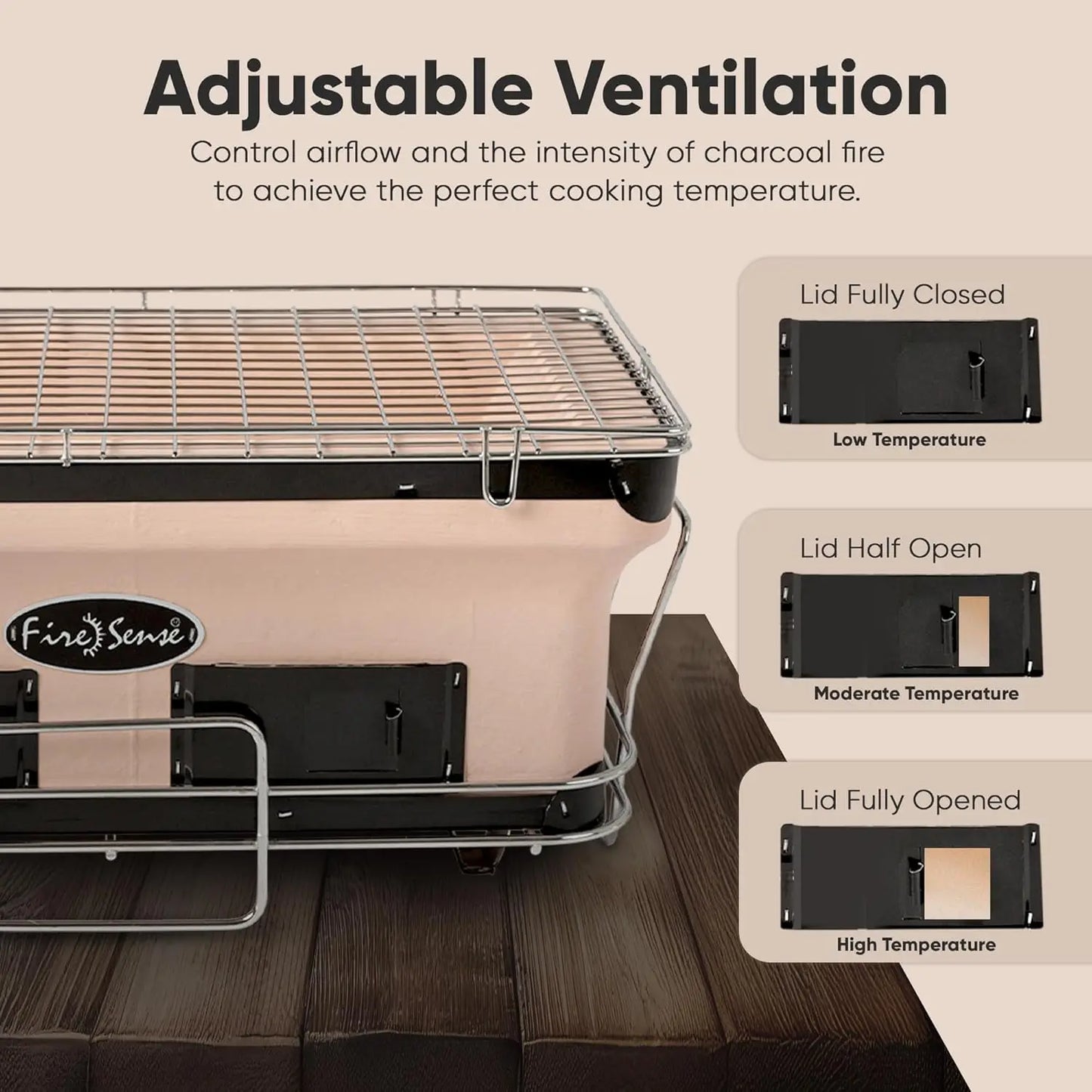 XMSJ Japanese Yakatori Charcoal BBQ Grill With Adjustable Vent