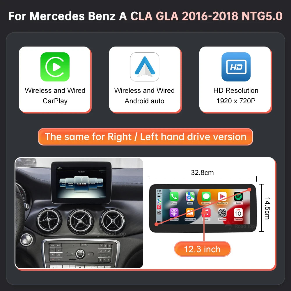 Wincago Wireless CarPlay Android Auto Display for Mercedes-Benz CLA GLA