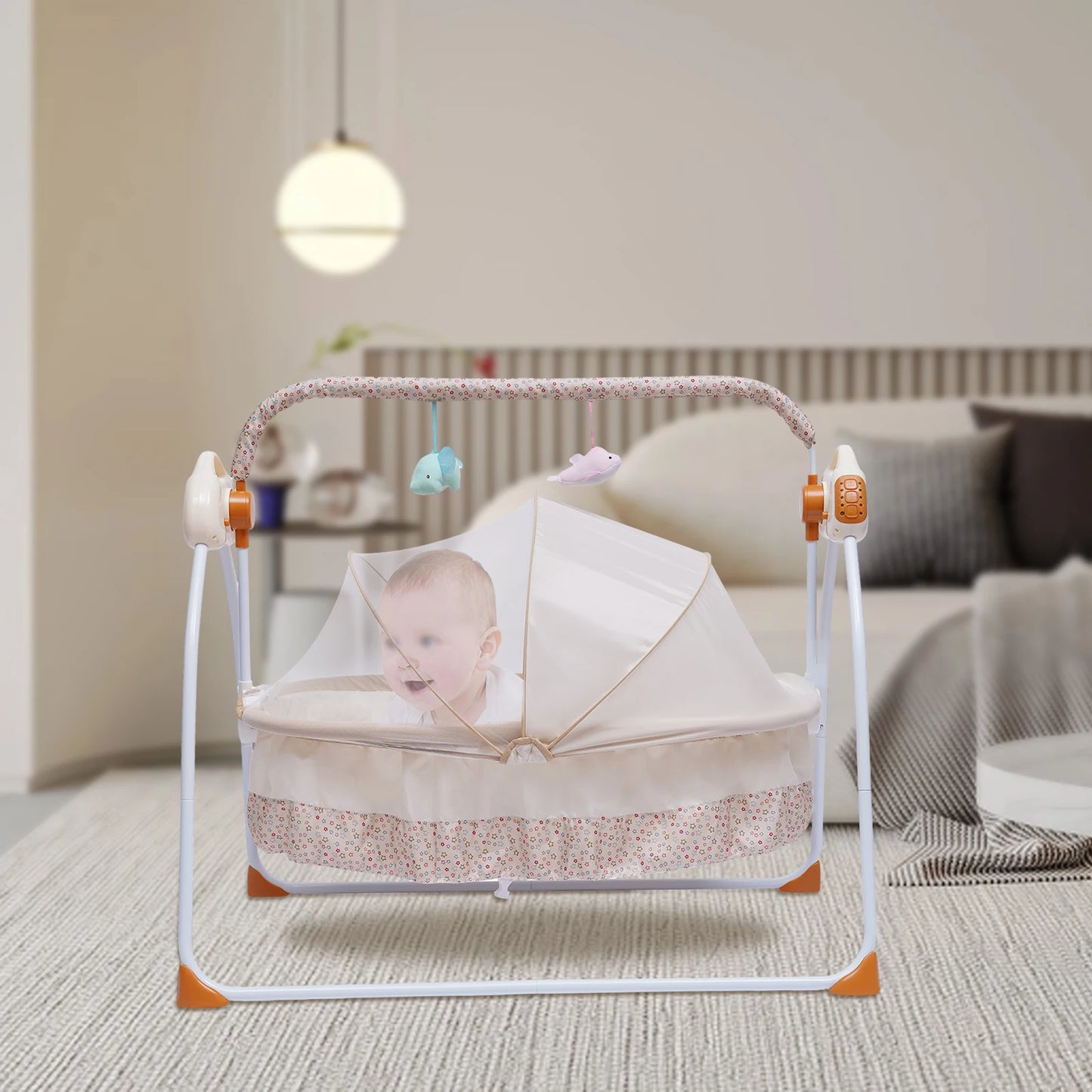 Cradle Swing Sleeping Bed Auto Rocking Chair Bed Swing 5 Speed Stand Baskets Musical Sleeping Basket 0-18 Months