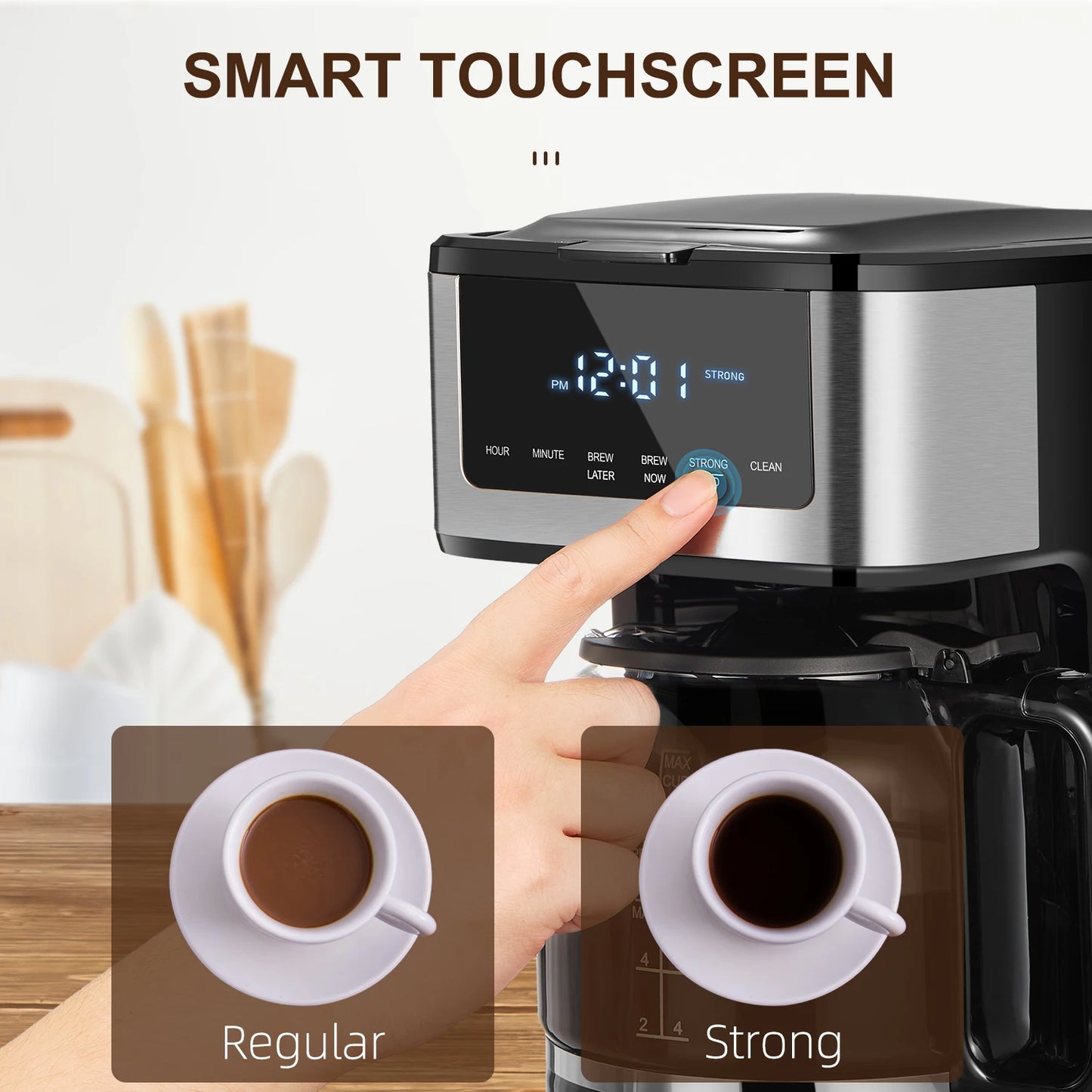 Yabano Programmable Drip Coffee Maker With Iced Coffee Touch Screen