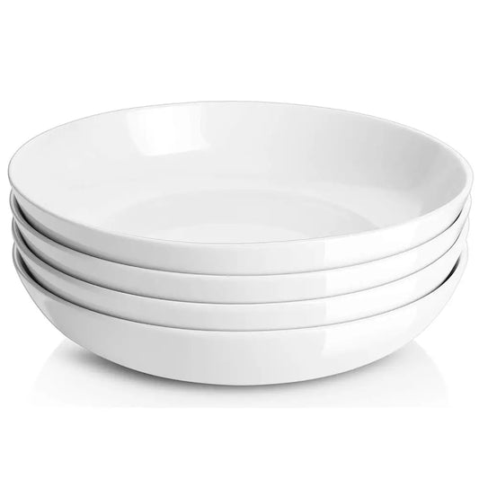 9.75"" Large Pasta Bowls, 50 Ounces Big Salad Bowls, Ceramic Serving Bowl Set Of 4, Wide And Shallow Bowls Set, Microwave And