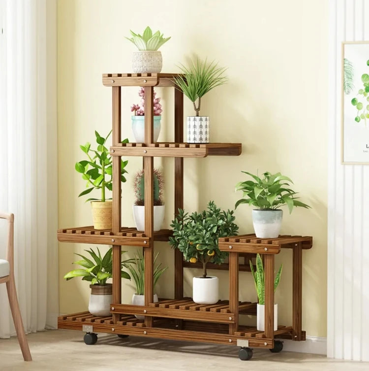 Hign-concerned Six Tier Wood Plant Stand Indoor Outdoor Patio
