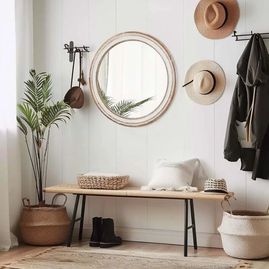 Hign-concerned Round Farmhouse Wall Mirror for Living Room