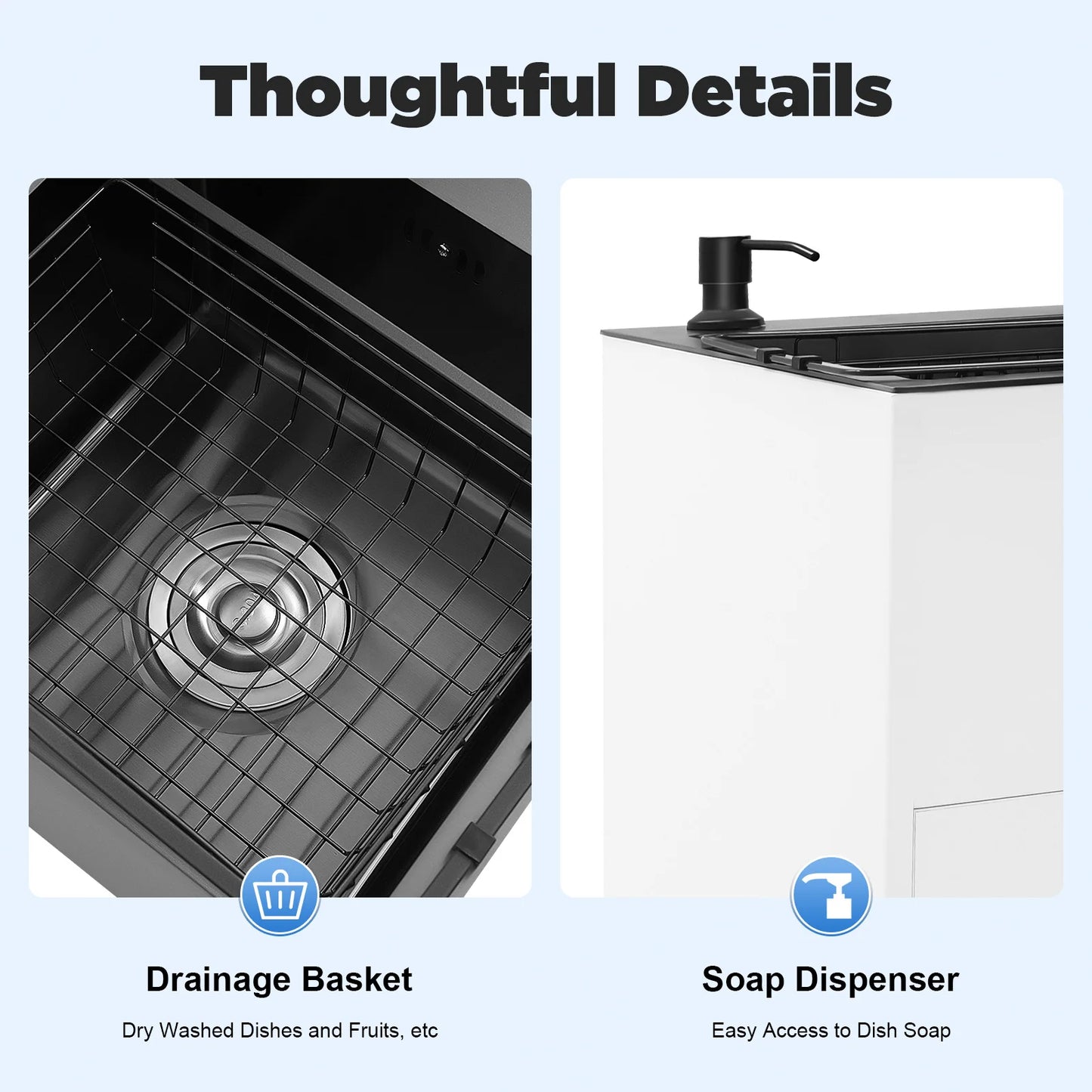 Bymaocar Pull Out Kitchen Faucet For Freestanding Double Basin