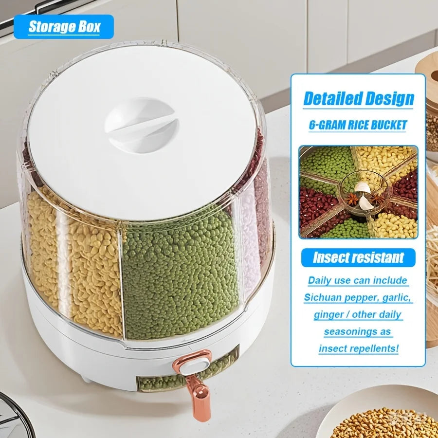 Hign-concerned 360 Degree Rotating Cereal Dispenser With Six Compartments