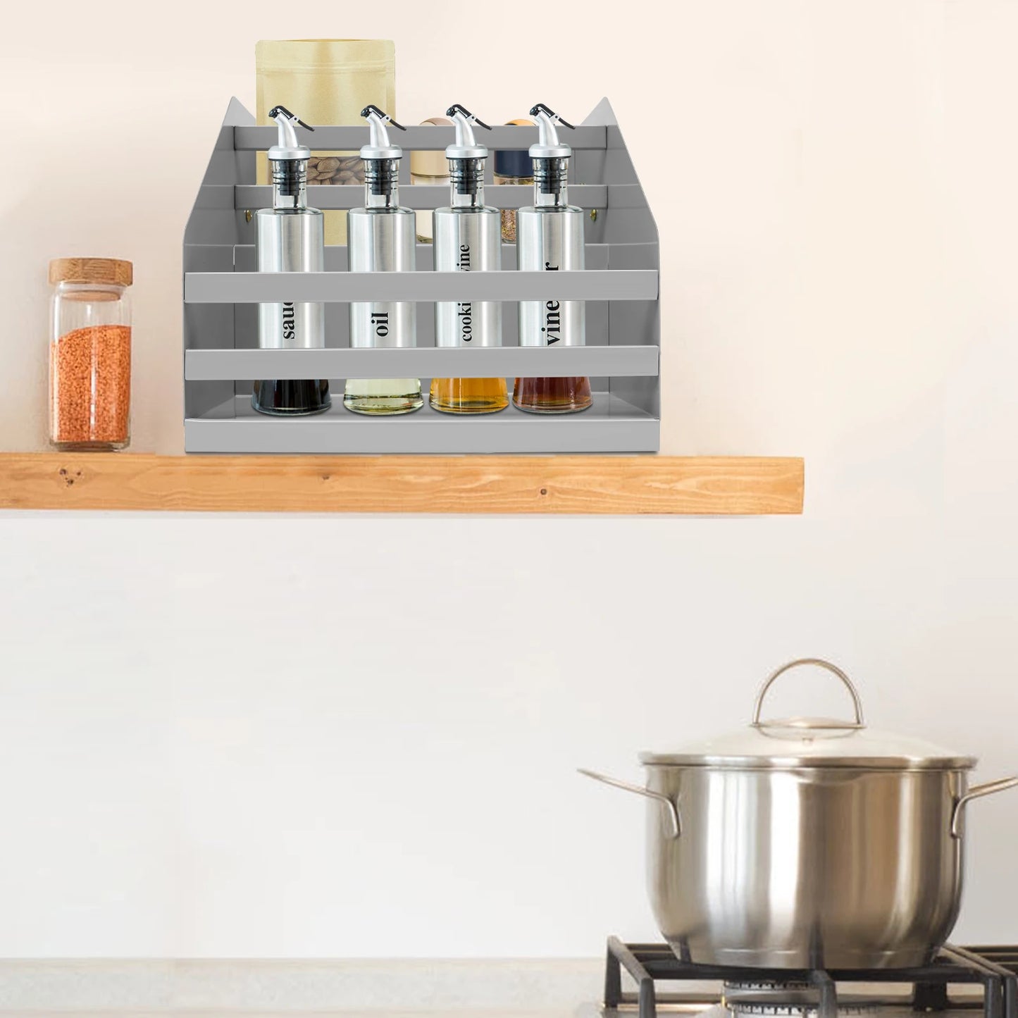 NONECN 2 Tier Pull Down Shelf For Kitchen Cabinets