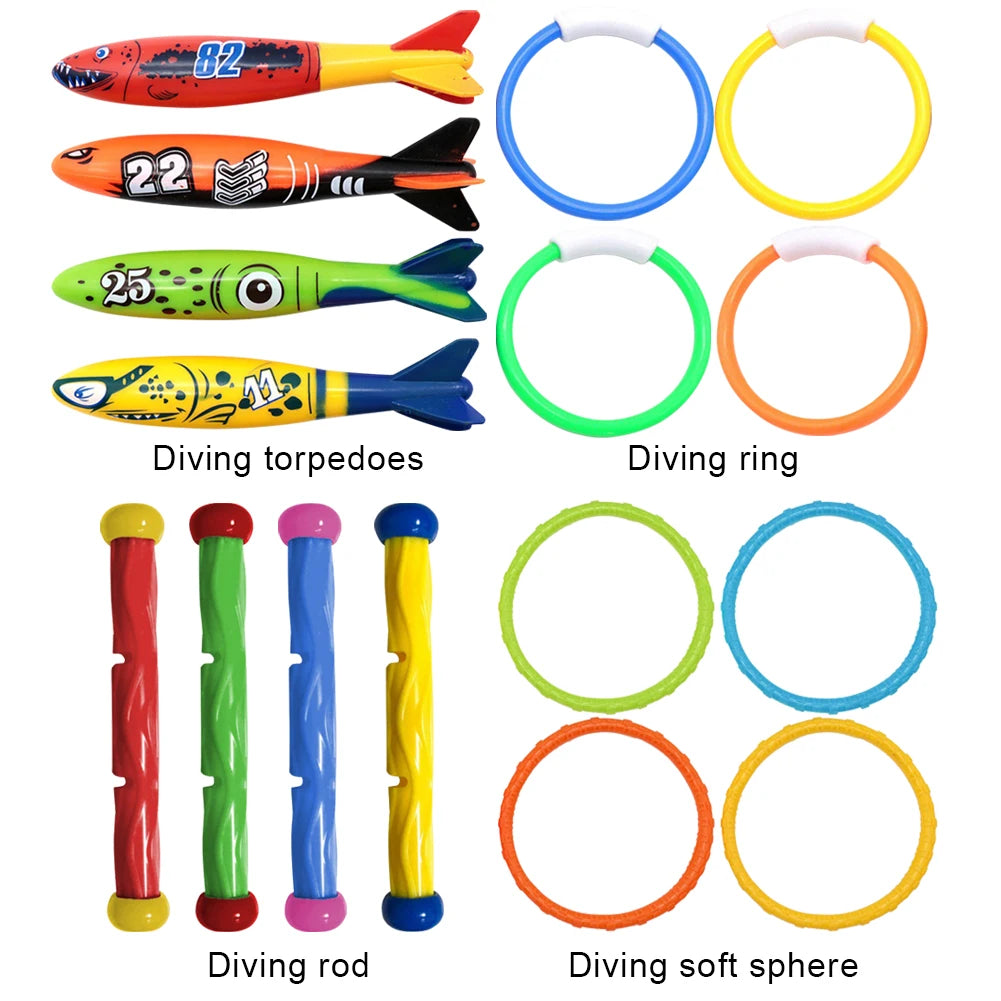 4 Piece Sinking Cartoon Pool Toys Set For Underwater Diving