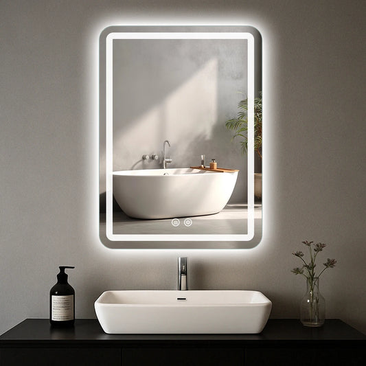 20x28 inch LED Bathroom Mirror Vanity Mirrors with Backlit Lights Fogless Makeup Mirror Wall Mounted with Demister