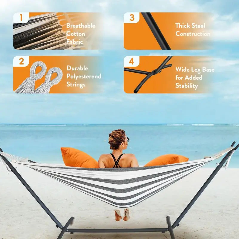 Gyroor Hammock With Adjustable Stand Storage Bag 600 Pound Capacity