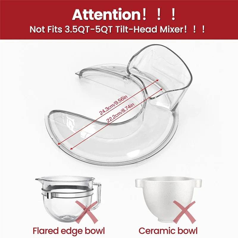 Pouring Shield and Splash Guard Lid for Tilt Head Mixers