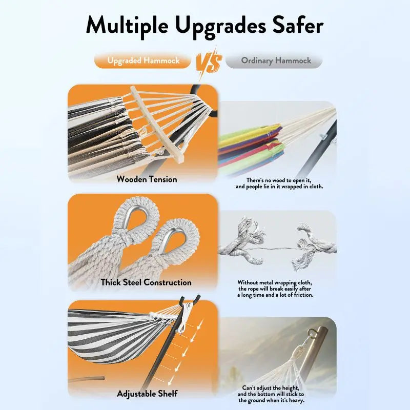 Gyroor Hammock With Adjustable Stand Storage Bag 600 Pound Capacity