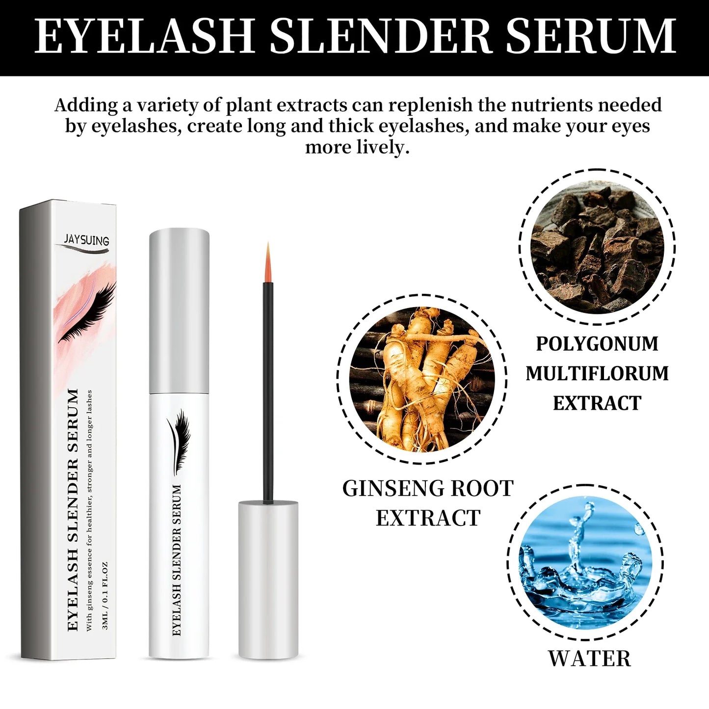 Jaysuing Waterproof Mascara Set 3pcs Thickening Curling Long Lasting