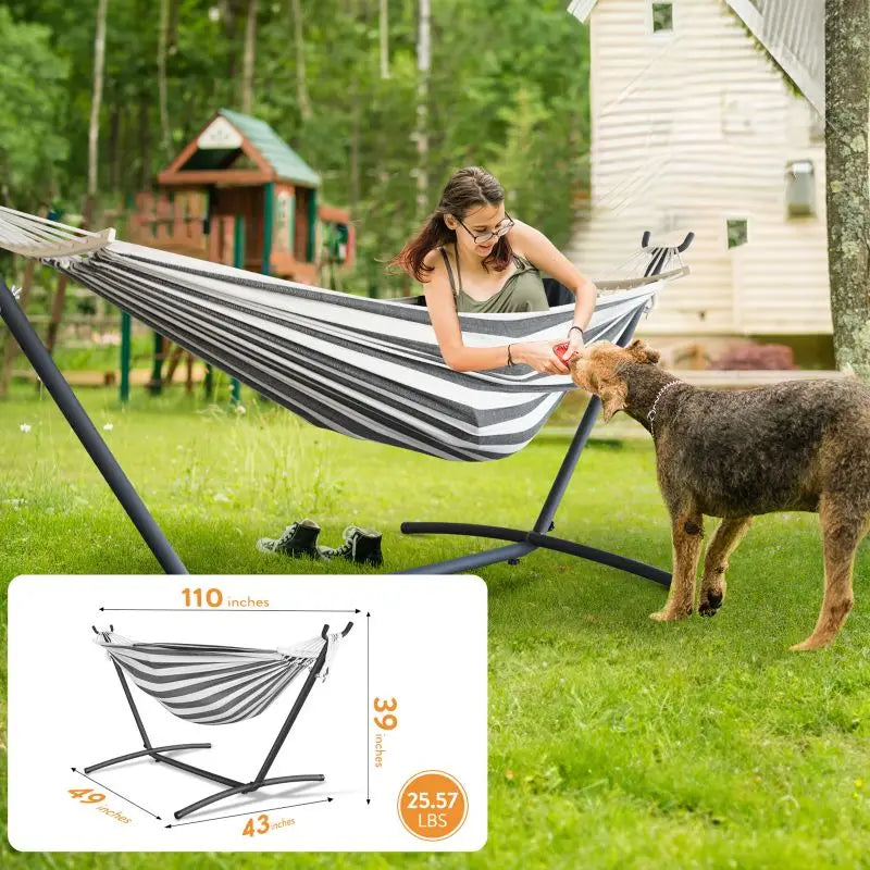 Gyroor Hammock With Adjustable Stand Storage Bag 600 Pound Capacity