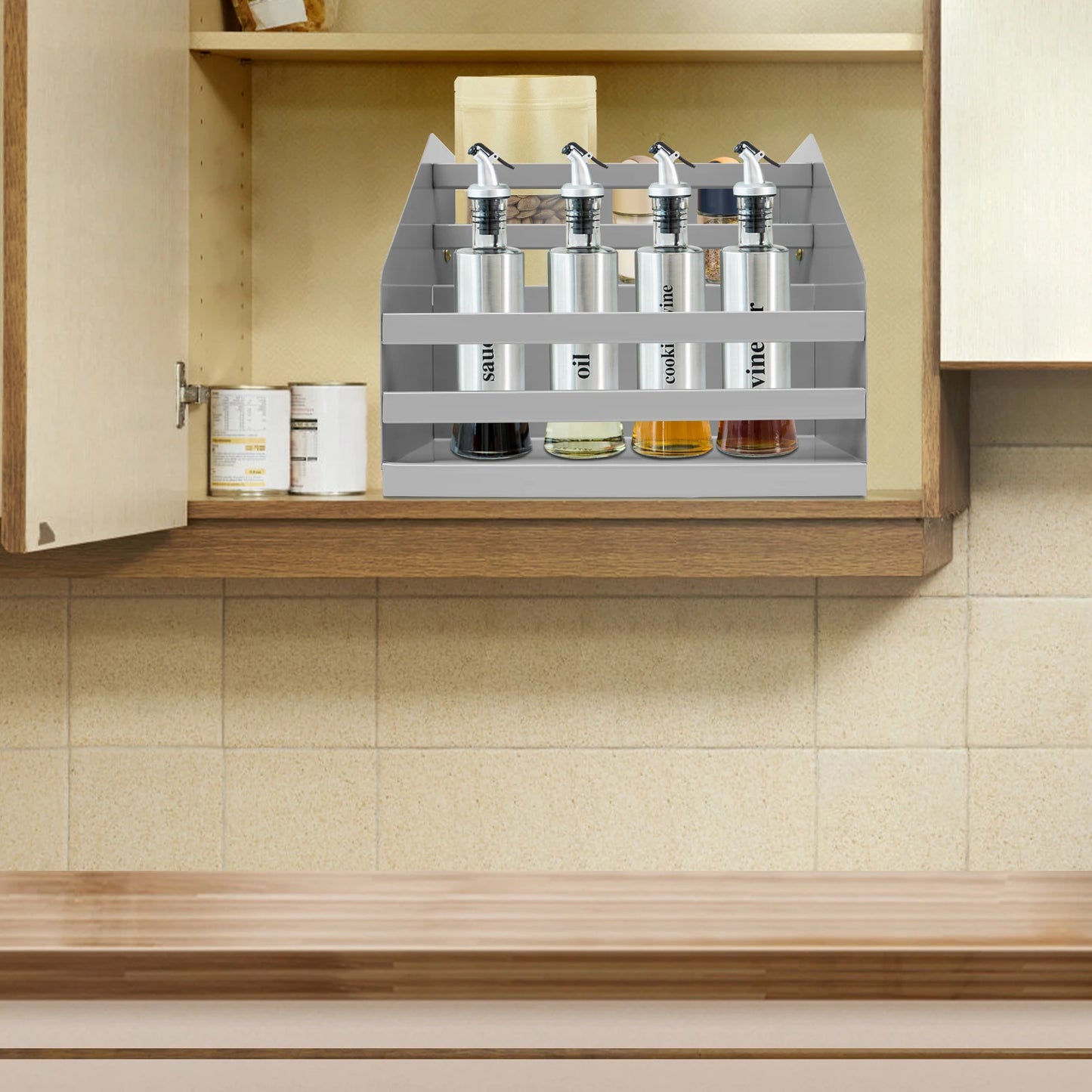 NONECN 2 Tier Pull Down Shelf For Kitchen Cabinets