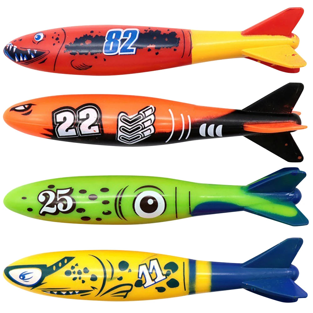4 Piece Sinking Cartoon Pool Toys Set For Underwater Diving
