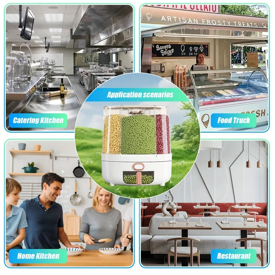 Hign-concerned 360 Degree Rotating Cereal Dispenser With Six Compartments