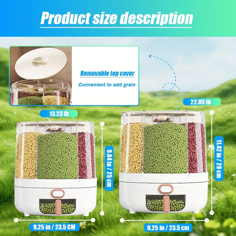 Hign-concerned 360 Degree Rotating Cereal Dispenser With Six Compartments