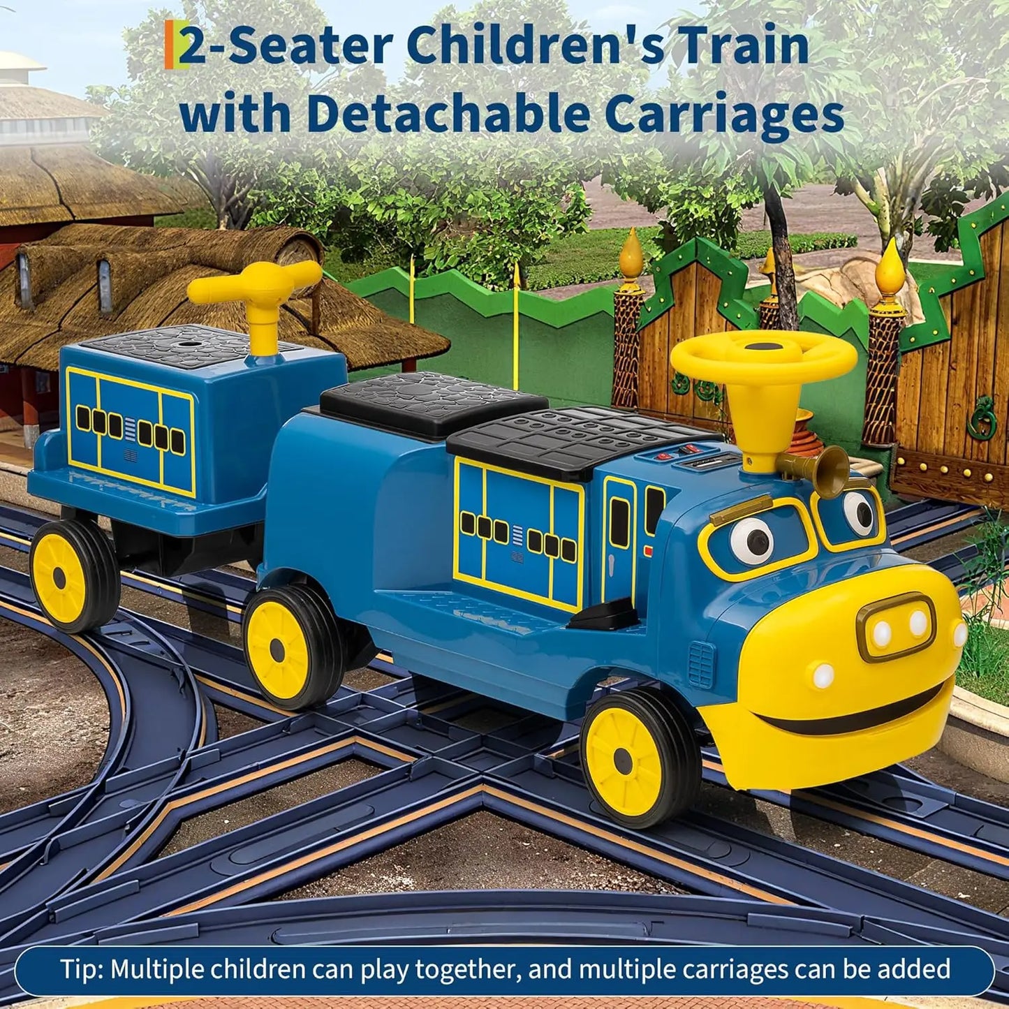 Trackless Two Seater Ride On Train 12V Toy For Toddlers