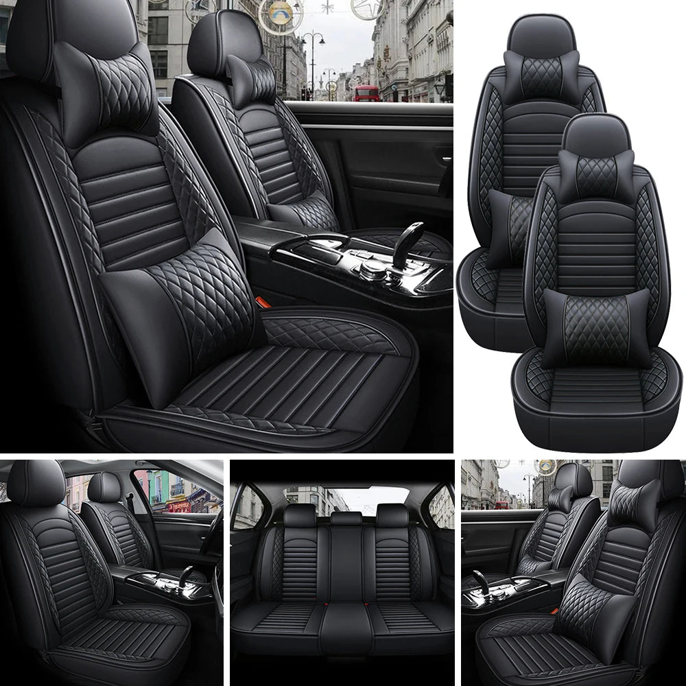 5-Seats PU Leather Universal Car Seat Covers Full set Front Rear Seat Cushion Anti-scratch Protection For Sedan SUV Seat