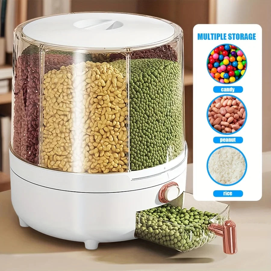 Hign-concerned 360 Degree Rotating Cereal Dispenser With Six Compartments