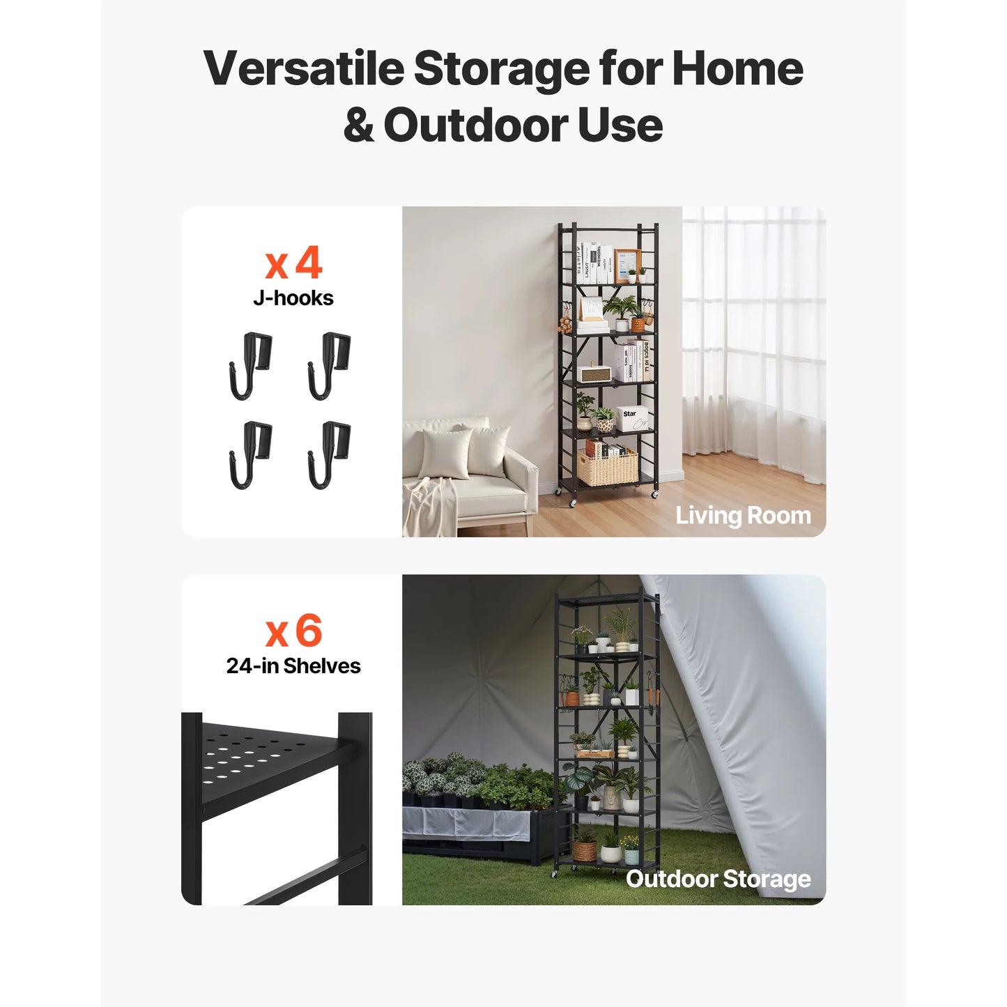 SucceBuy Foldable Mobile Storage Shelf With Wheels