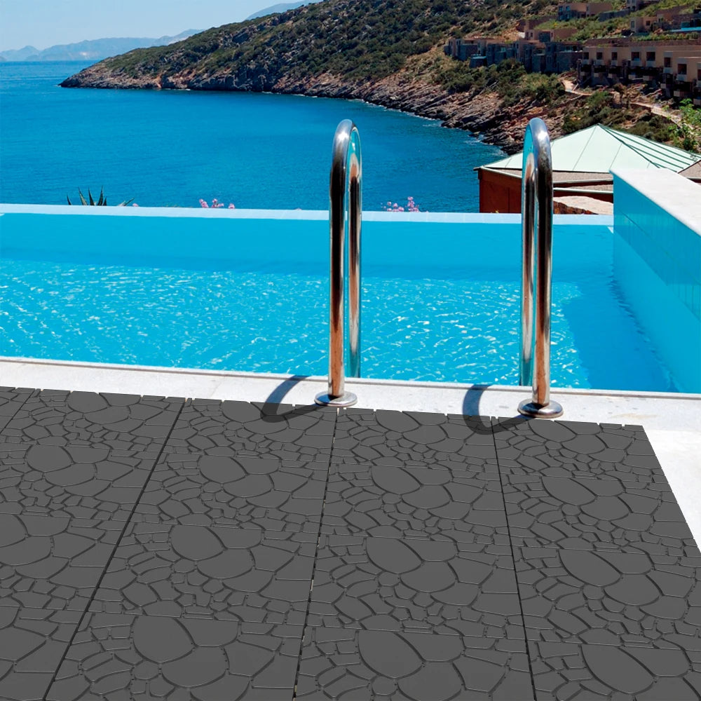 Filler Stone Texture Interlocking Patio Deck Tiles