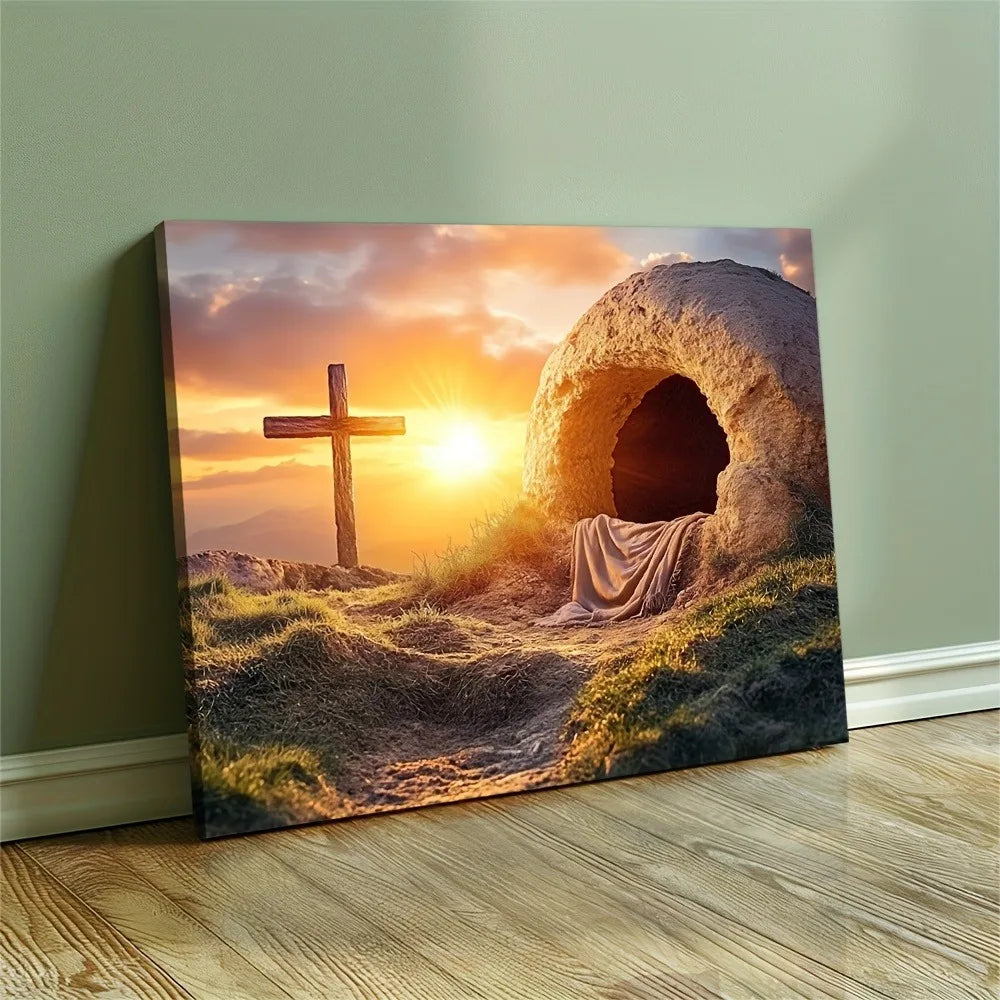 Hign-concerned Resurrection Canvas With Pine Frame Wall Art