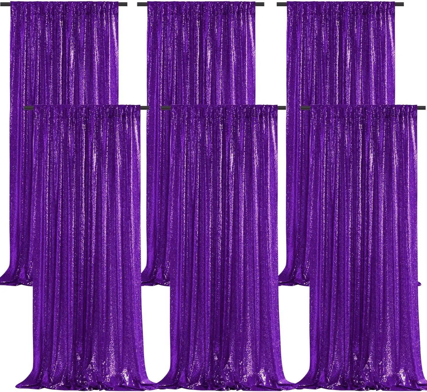Sequin Backdrop Curtains Glitter Drapes 6-Piece for Wedding Party