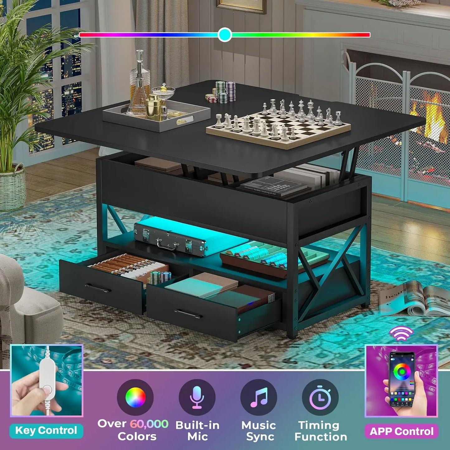 Lift Top Coffee Table With Storage For Living Room Farmhouse