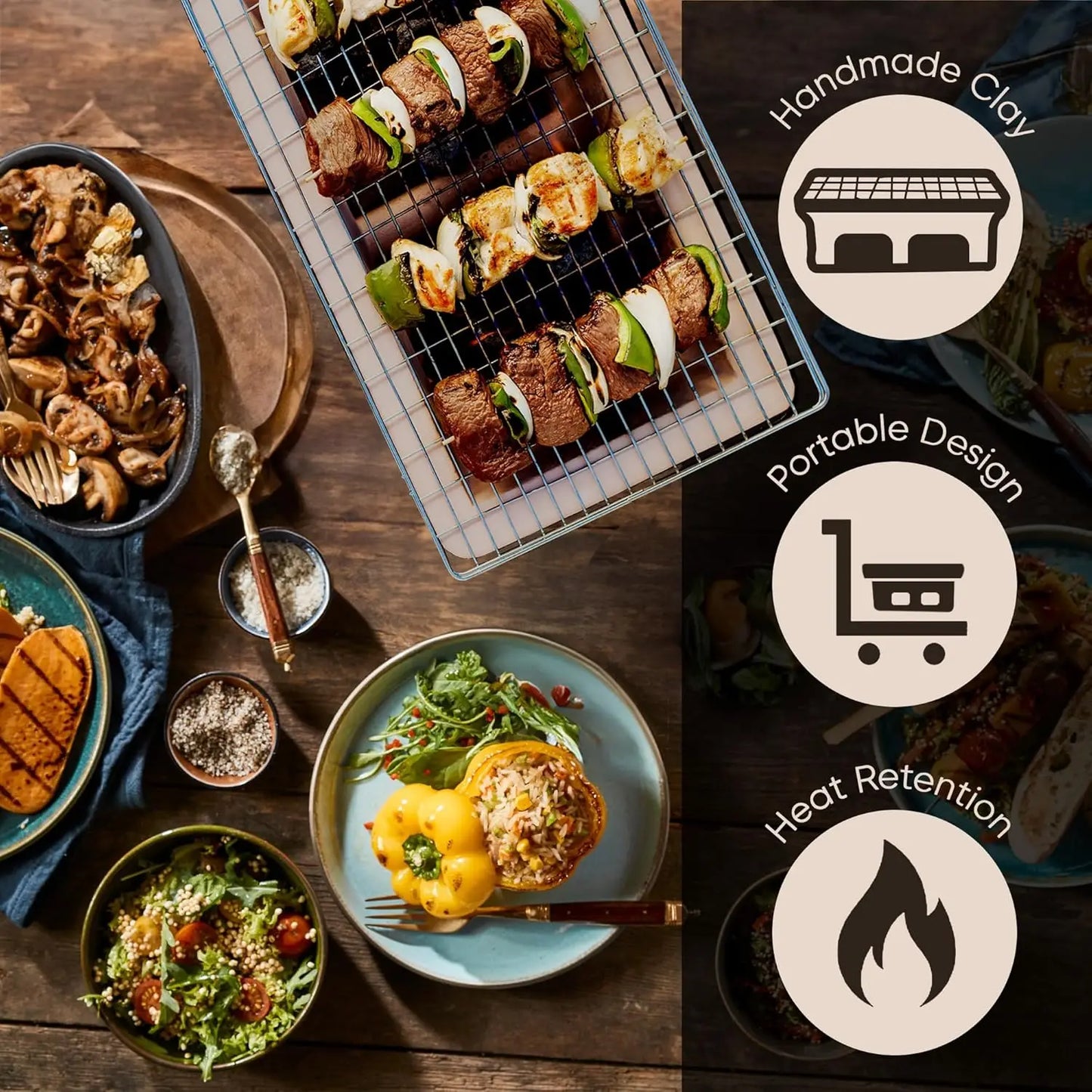 XMSJ Japanese Yakatori Charcoal BBQ Grill With Adjustable Vent