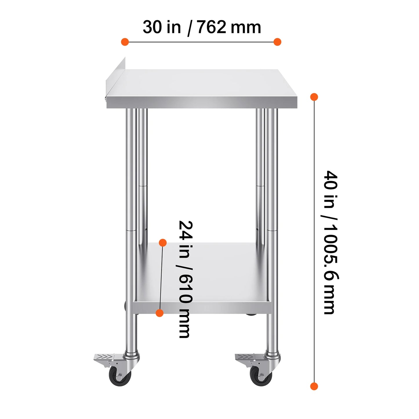 SucceBuy Stainless Steel Commercial Work Table With Casters Heavy Duty