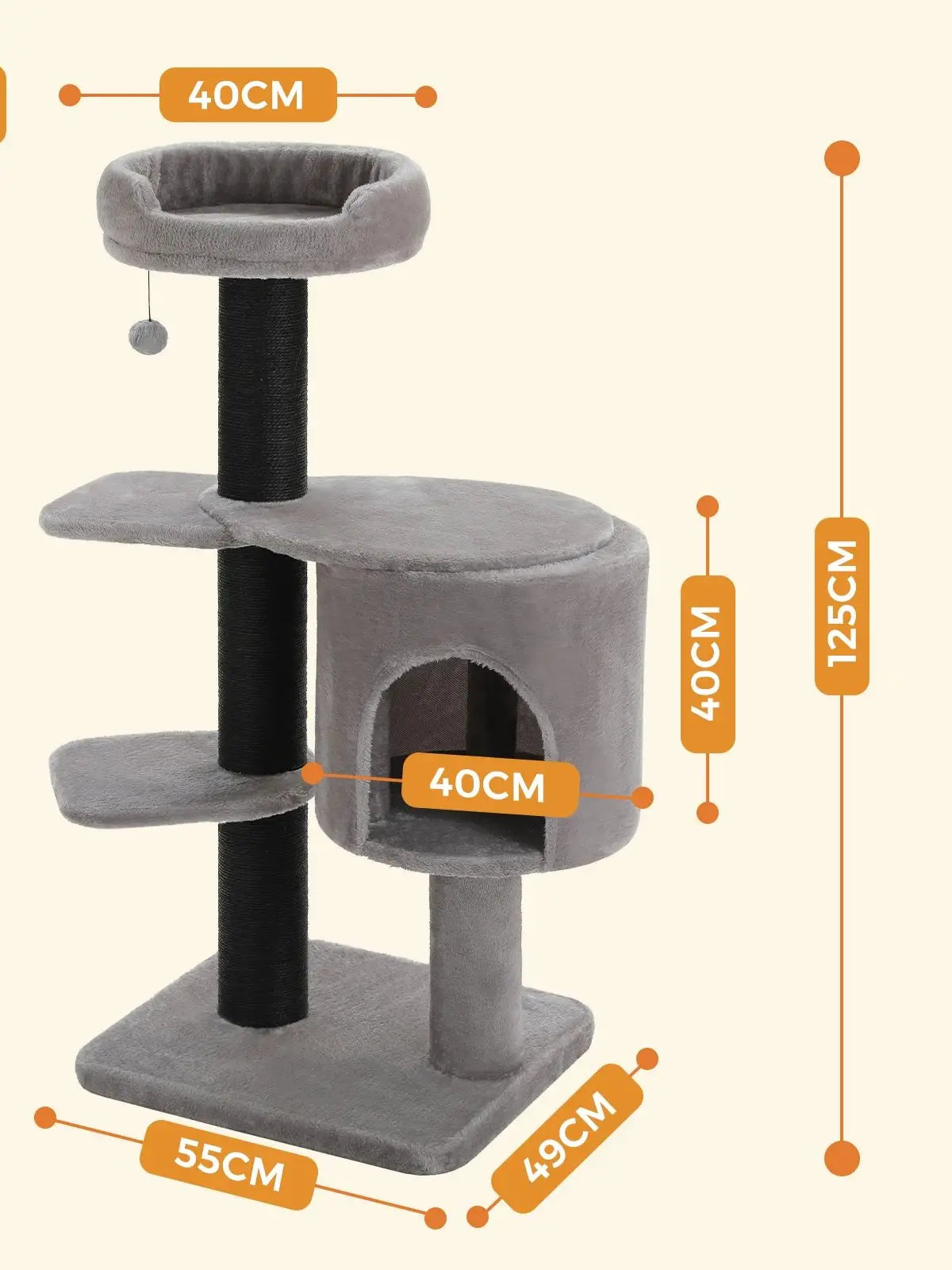 Indoor Cat Tree With Spacious Condo And Scratching Posts
