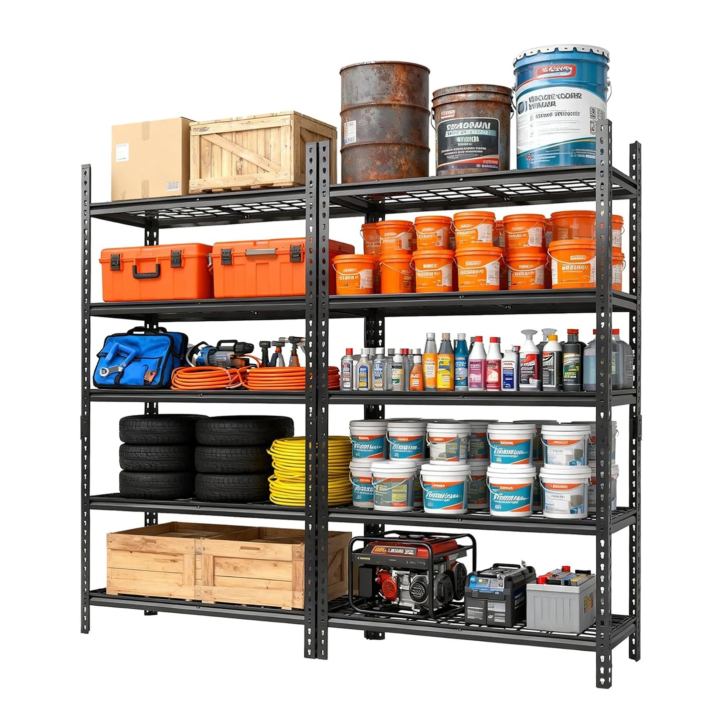 TWISTER.CK Garage Shelving 2200LBS Heavy Duty 5 Tier Adjustable Rack